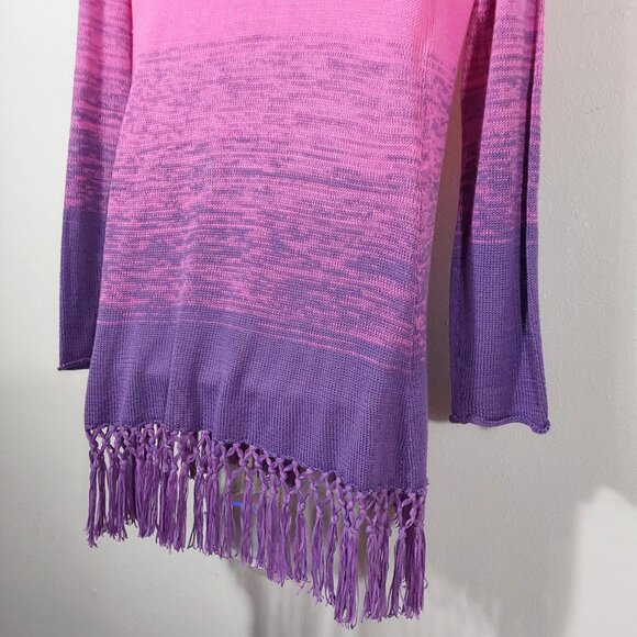 Lilly Pulitzer Tatum Marled Ombre Fringe Cardigan in Orchid Oasis- Good - Small - Picture 8 of 11